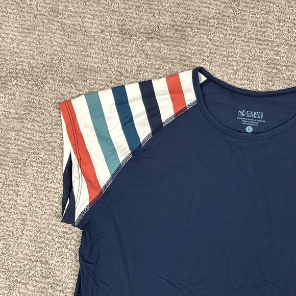 Carve Designs Beach Rashguard Womens Large Swim Shirt Navy Blue UPF 50 New - Picture 7 of 8